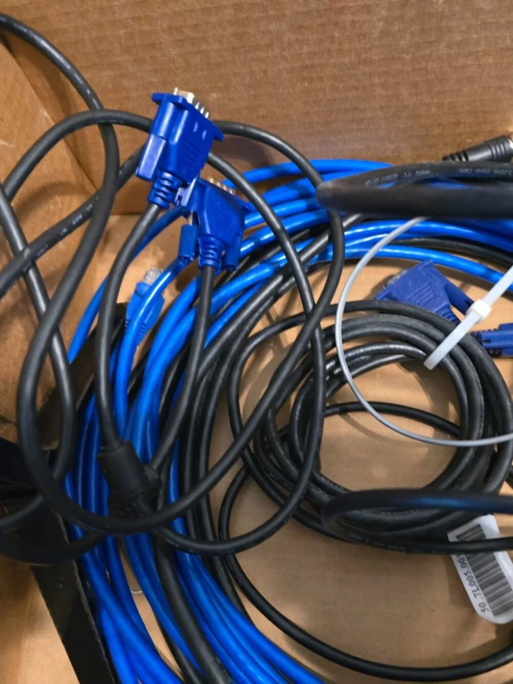 Mixed PC Tech Cable Lot Box VGA DVI Ethernet Coaxial Monitor Networking Cord Set